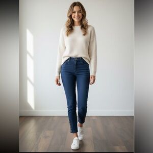 LOFT Modern High Waist Skinny Ankle Button Jeans